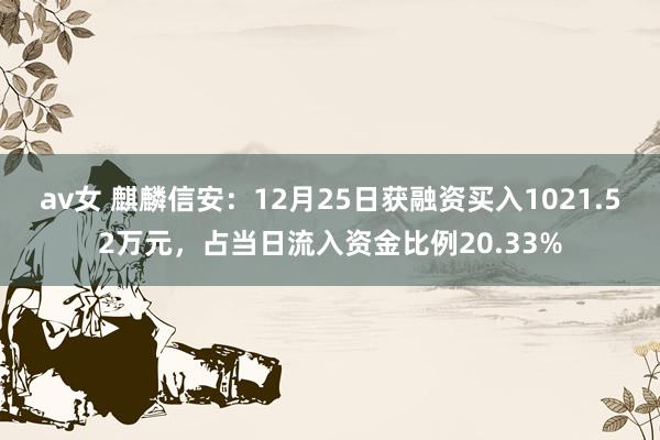 av女 麒麟信安：12月25日获融资买入1021.52万元，占当日流入资金比例20.33%