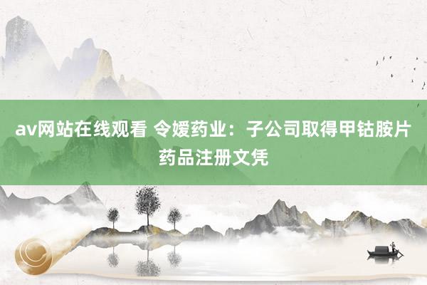 av网站在线观看 令嫒药业：子公司取得甲钴胺片药品注册文凭
